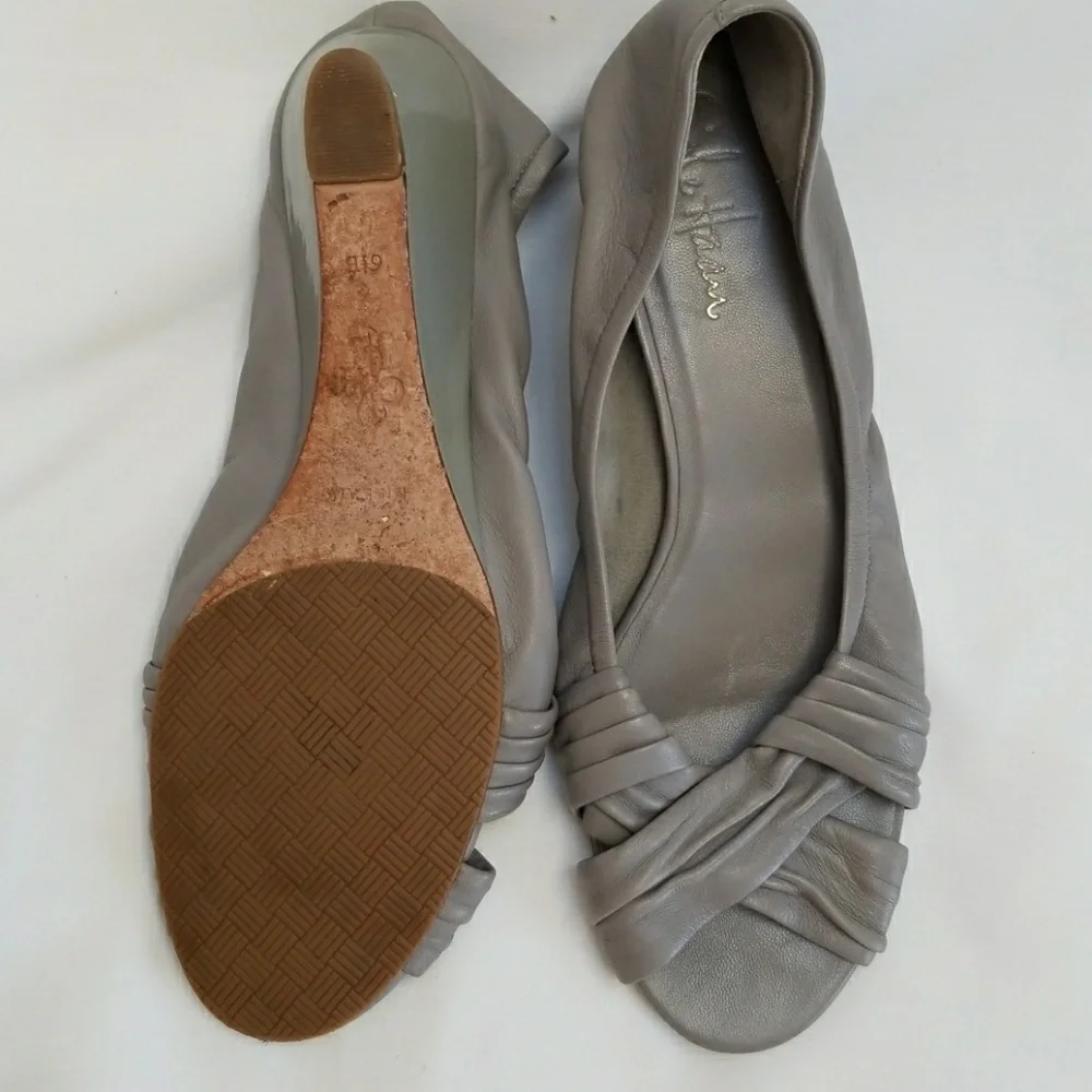 Cole Haan Nike Air Wedge Peep Toe Leather Shoes